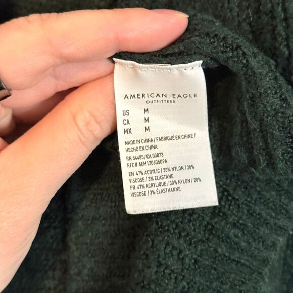 American Eagle Dark Green Open Front Cardigan Size Medium - Picture 4 of 9